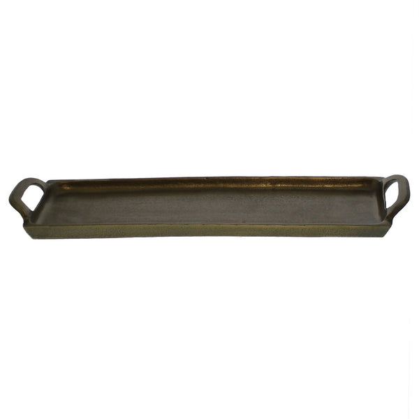 Homeroots Jumbo Bronze Narrow Rectangular Tray   397859