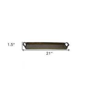 Homeroots Jumbo Bronze Narrow Rectangular Tray   397859