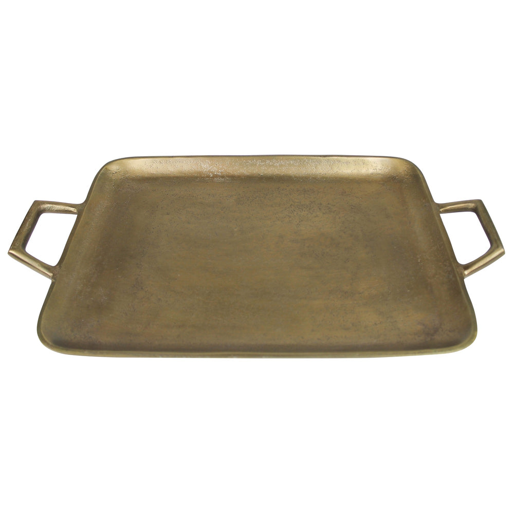 Homeroots Jumbo Gold Metal Square Tray   397871