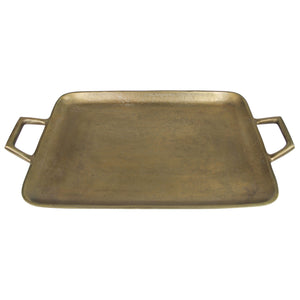 Homeroots Jumbo Gold Metal Square Tray   397871