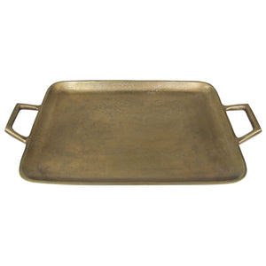 Homeroots Jumbo Gold Metal Square Tray   397871