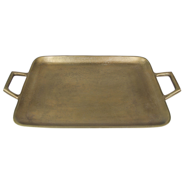 Homeroots Jumbo Gold Metal Square Tray   397871