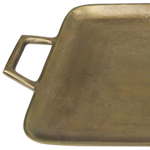 Homeroots Jumbo Gold Metal Square Tray   397871