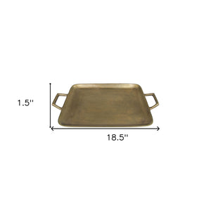 Homeroots Jumbo Gold Metal Square Tray   397871
