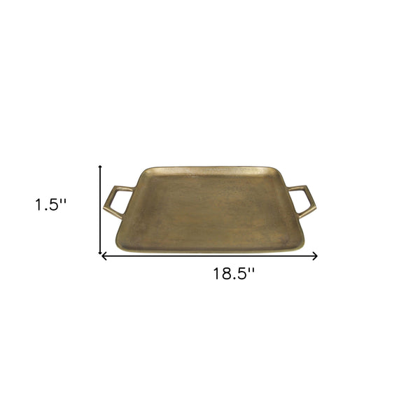 Homeroots Jumbo Gold Metal Square Tray   397871