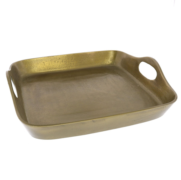 Homeroots Jumbo Gold Cast Iron Serving Tray   397876