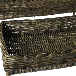 Homeroots Set Of Two Brown Rattan Trays   397899