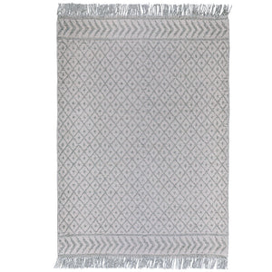 English Elm Millow 6 x 9 Area Rug Silver Wool Blend Handwoven Geometric Pattern, 0.5" Thick, Knotted Fringe Overstock B136P188395