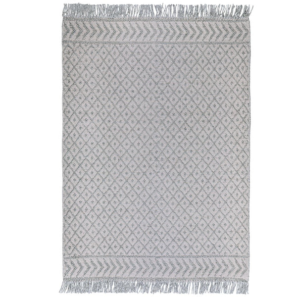 English Elm Millow 6 x 9 Area Rug Silver Wool Blend Handwoven Geometric Pattern, 0.5" Thick, Knotted Fringe Overstock B136P188395