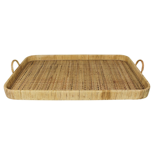 Homeroots 28" Natural Earthenware Indoor Outdoor Tray With Handles   397907