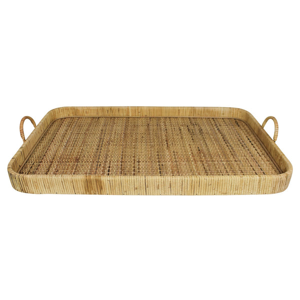 Homeroots 28" Natural Earthenware Indoor Outdoor Tray With Handles   397907