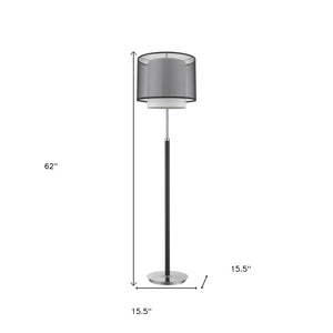 HomeRoots 62" Modern Floor Lamp with Elegant Black & White Drum Shade for Stylish Ambient Lighting 397919