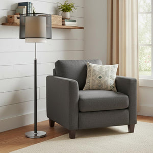 HomeRoots 62" Modern Floor Lamp with Elegant Black & White Drum Shade for Stylish Ambient Lighting 397919