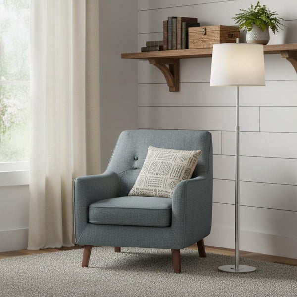 HomeRoots 62" Elegant Floor Lamp with Dimmable White Fabric Shade - Perfect for Living Rooms & Bedrooms 397920