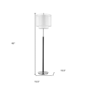 HomeRoots 62" Stylish Floor Lamp with Adjustable Brightness and Sleek Chrome Base for Modern Home Decor 397921