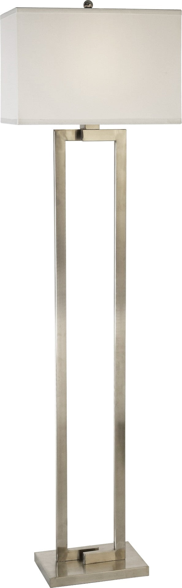 HomeRoots 61" Elegant Nickel Floor Lamp with White Rectangular Shade - Dimmable, Classic Design for Any Room 397922