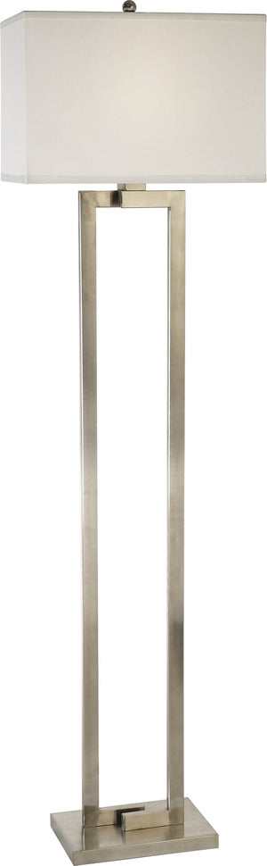 HomeRoots 61" Elegant Nickel Floor Lamp with White Rectangular Shade - Dimmable, Classic Design for Any Room 397922