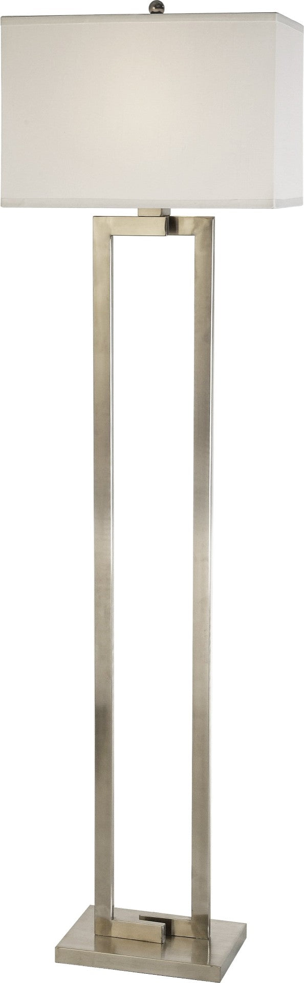 HomeRoots 61" Elegant Nickel Floor Lamp with White Rectangular Shade - Dimmable, Classic Design for Any Room 397922
