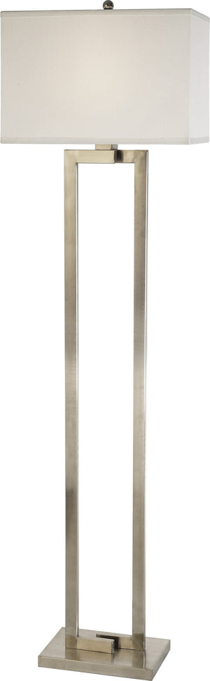 HomeRoots 61" Elegant Nickel Floor Lamp with White Rectangular Shade - Dimmable, Classic Design for Any Room 397922