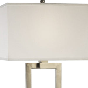 HomeRoots 61" Elegant Nickel Floor Lamp with White Rectangular Shade - Dimmable, Classic Design for Any Room 397922