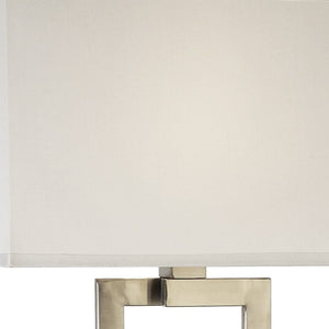 HomeRoots 61" Elegant Nickel Floor Lamp with White Rectangular Shade - Dimmable, Classic Design for Any Room 397922