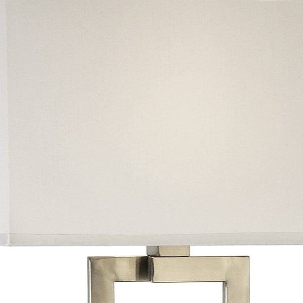 HomeRoots 61" Elegant Nickel Floor Lamp with White Rectangular Shade - Dimmable, Classic Design for Any Room 397922