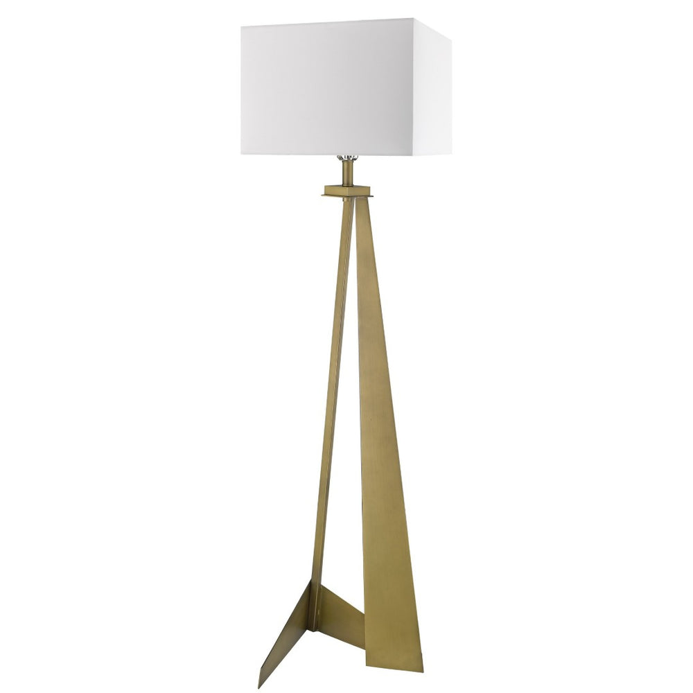 HomeRoots 60" Floor Lamp - Elegant Brass Base & White Fabric Shade for Soft Ambient Lighting & Style 397928