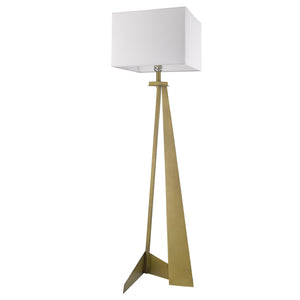 Homeroots 60" Brass Traditional Shaped Floor Lamp With White Novelty Shade  Metal 397928