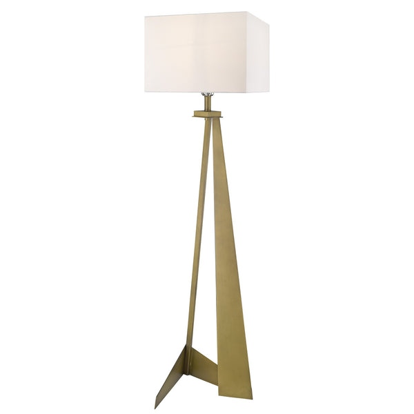 Homeroots 60" Brass Traditional Shaped Floor Lamp With White Novelty Shade  Metal 397928