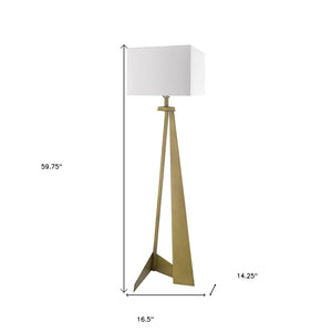 Homeroots 60" Brass Traditional Shaped Floor Lamp With White Novelty Shade  Metal 397928