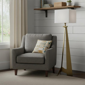 HomeRoots 60" Floor Lamp - Elegant Brass Base & White Fabric Shade for Soft Ambient Lighting & Style 397928