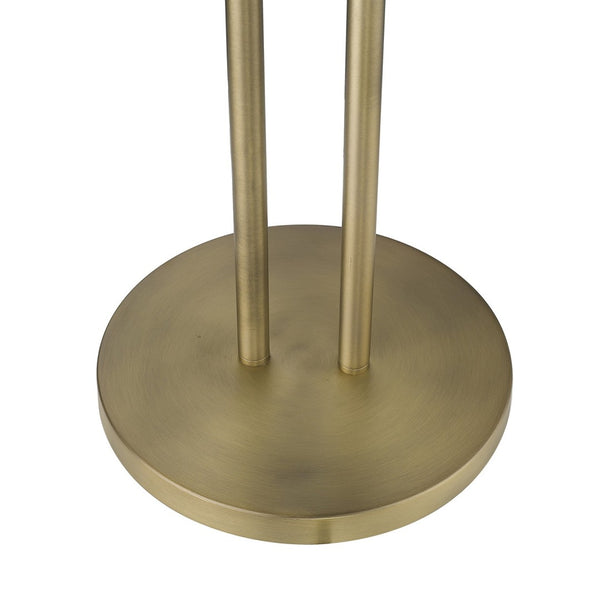 HomeRoots 63" Elegant Two-Light Torchiere Floor Lamp - Mid-Century Charm, Brass Finish, Perfect for Any Room 397931