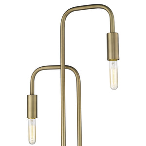 HomeRoots 63" Elegant Two-Light Torchiere Floor Lamp - Mid-Century Charm, Brass Finish, Perfect for Any Room 397931