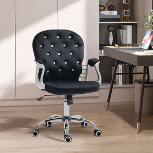 English Elm Vinsetto Elegant Velvet Office Chair - Adjustable Height, Padded Armrests, Swivel Casters For Comfort W2225P217495-GIGA