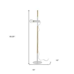 HomeRoots 55" Elegant Brown and White Adjustable Floor Lamp for Reading, Dimming, and Modern Decor Styles 397940