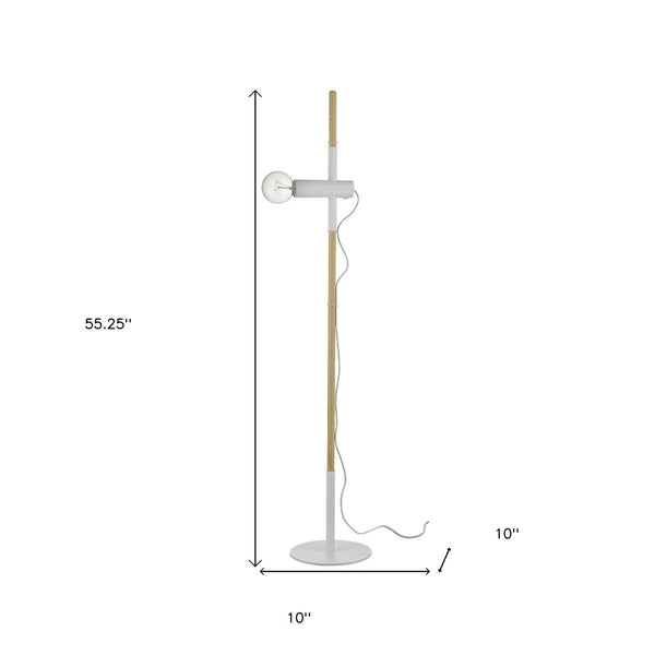 HomeRoots 55" Elegant Brown and White Adjustable Floor Lamp for Reading, Dimming, and Modern Decor Styles 397940
