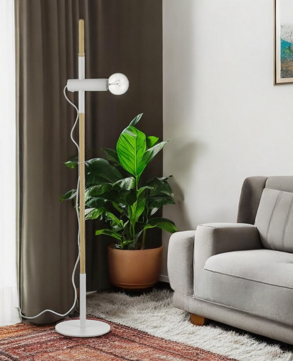 HomeRoots 55" Elegant Brown and White Adjustable Floor Lamp for Reading, Dimming, and Modern Decor Styles 397940