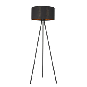HomeRoots 58" Modern Tripod Floor Lamp with Dimmable Black Drum Shade & Reflective Copper Interior Accent 397942
