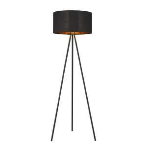 HomeRoots 58" Modern Tripod Floor Lamp with Dimmable Black Drum Shade & Reflective Copper Interior Accent 397942