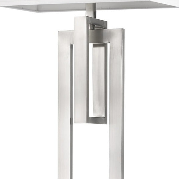 HomeRoots 64" Nickel Floor Lamp with White Rectangular Shade - Elegant & Dimmable Lighting for Any Décor 397943