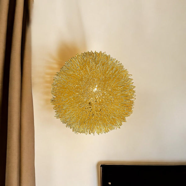 Homeroots Gold Metal Sunburst Accent Wall Lamp   397952