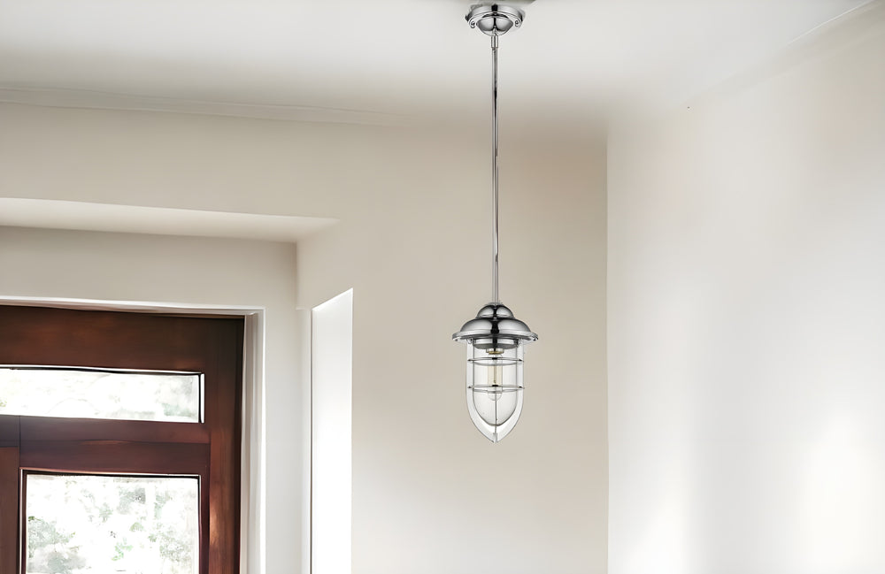 Homeroots Silver Teardrop Shape Pendant Light   397958