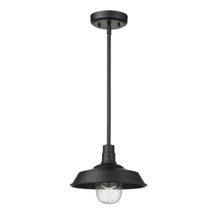 Homeroots Matte Black Shallow Plate Adjustable Pendant Light   397963