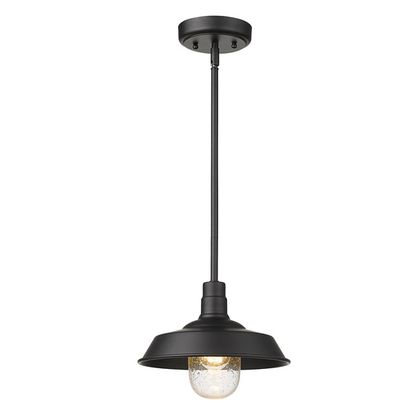 Homeroots Matte Black Shallow Plate Adjustable Pendant Light   397963