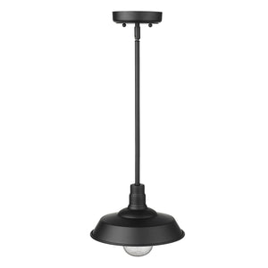Homeroots Matte Black Shallow Plate Adjustable Pendant Light   397963