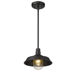 Homeroots Matte Black Shallow Plate Adjustable Pendant Light   397963