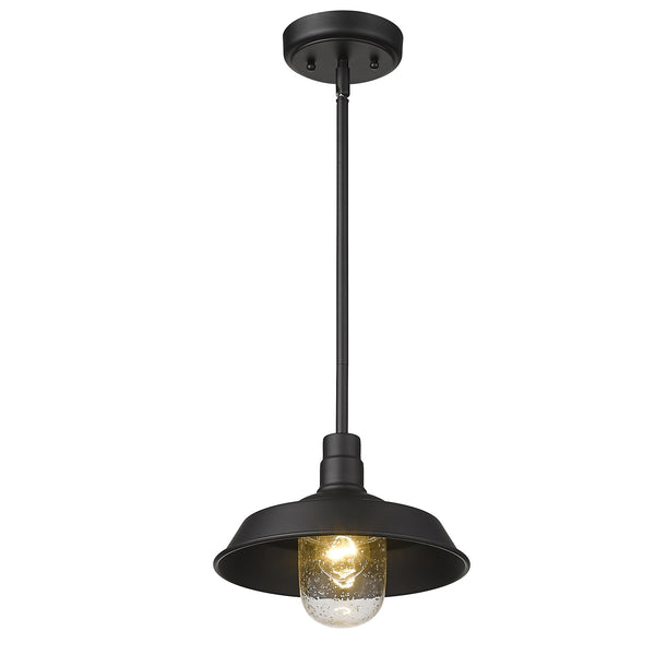Homeroots Matte Black Shallow Plate Adjustable Pendant Light   397963
