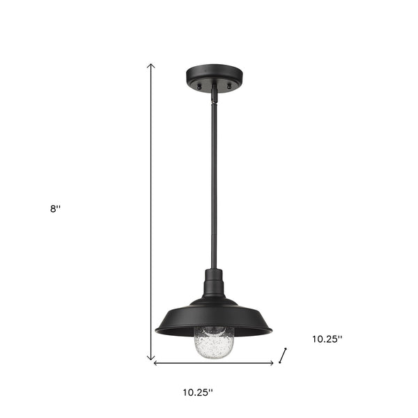 Homeroots Matte Black Shallow Plate Adjustable Pendant Light   397963
