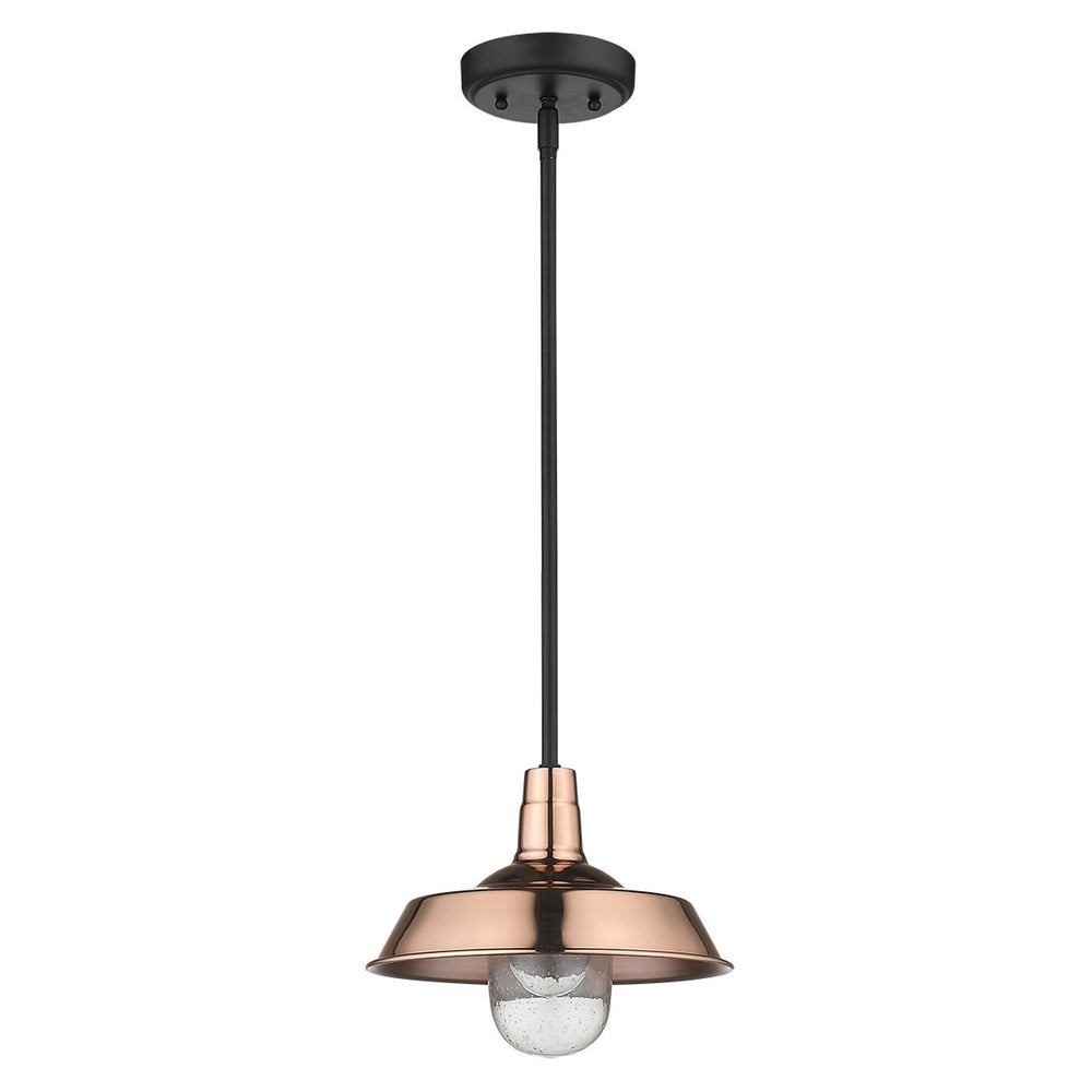 Homeroots Shiny Copper Shallow Plate Adjustable Pendant Light   397964