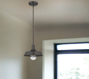 Homeroots Antique Bronze Shallow Plate Adjustable Pendant Light   397965